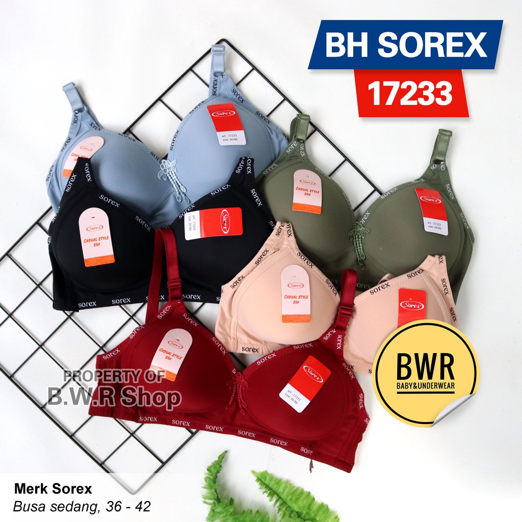 Sorex Bra Busa Tanpa Kawat Kait 3 Setara Cup C Cup Besar BH Harian Casual Style BH 17233 - Bwr