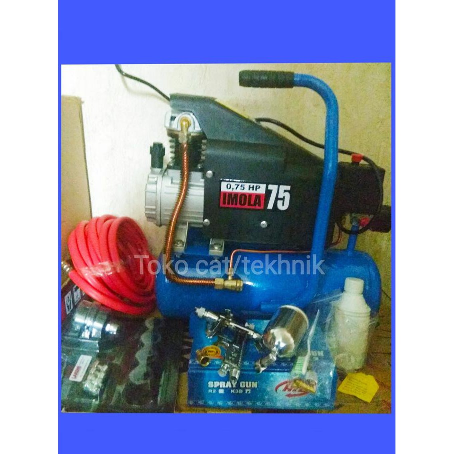 Ready Stock Kompresor Imola Lakoni 075Hp - Lakoni 3/4 - Set Spray Gun Dan Selang