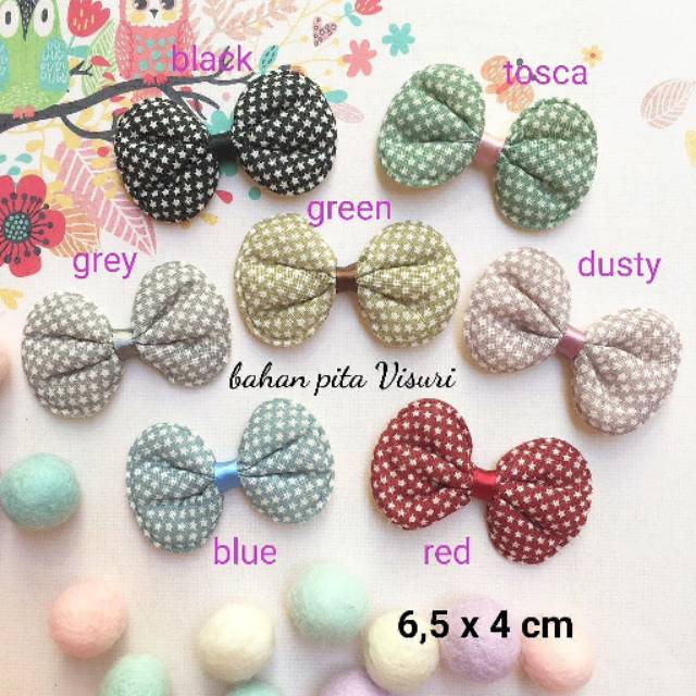 Aplikasi Bow Kain Spons Motif Star