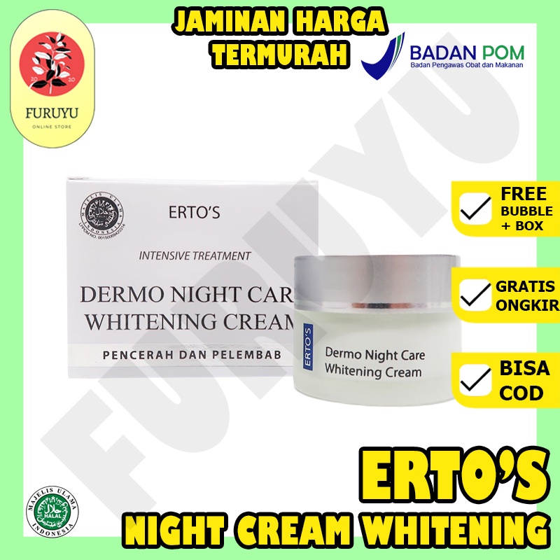 Ertos Night Cream Whitening Original Cream Malam Pemutih Wajah Muka Glowing 100% Original BPOM