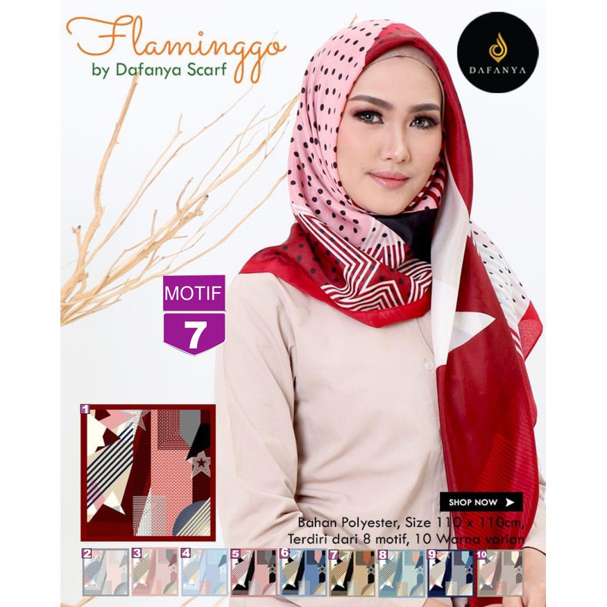 Hijab Segiempat Flaminggo Polyester Motif 7 by Dafanya Scarf - Jilbab