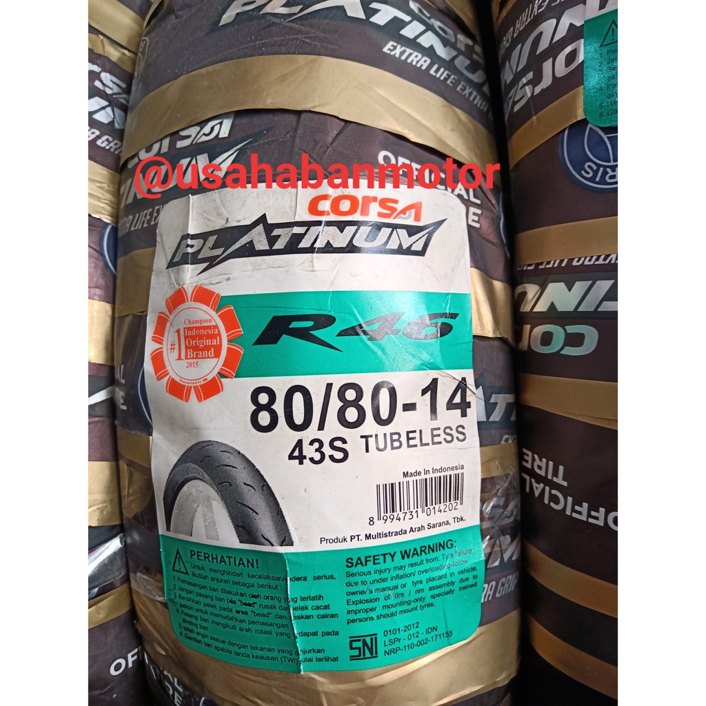 Ban Corsa Platinum R46 80 80 Ring 14 Tubeless Soft Compound