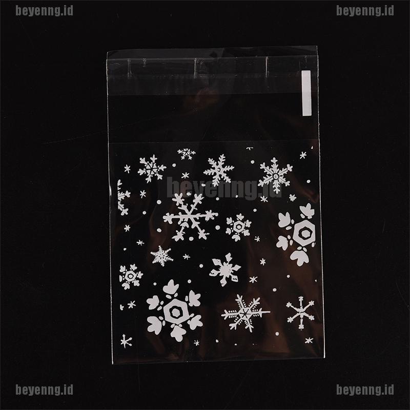 Bey 100Pcs Kantong Plastik Cellophane Motif Snowflake Untuk Tempat Biskuitpermenhadiah Natal