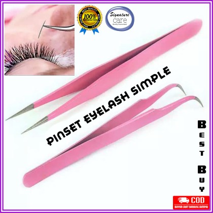 PINSET EYELASH Extension Bulu Mata PINK Pinset Bulumata Bengkok Serbaguna