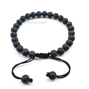 Gelang Batu Natural Lava Stone Model Tali Serut Shambala Unisex Bisa Untuk Pria Dan Wanita