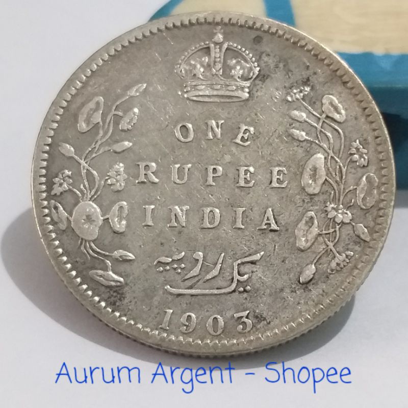 SD.16-- 1 PC KOIN PERAK KUNO ASLI 1 RUPEE EDWARD VII TH 1903. -- SILVER COIN --
