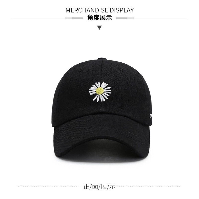 Topi Baseball Pria Wanita Dewasa Bordir Bunga Daisy Termurah-Topi Daisy Hitam