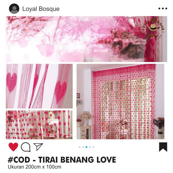  Tirai  Benang Love Tirai  Jendela Pintu  Kamar  Tidur  