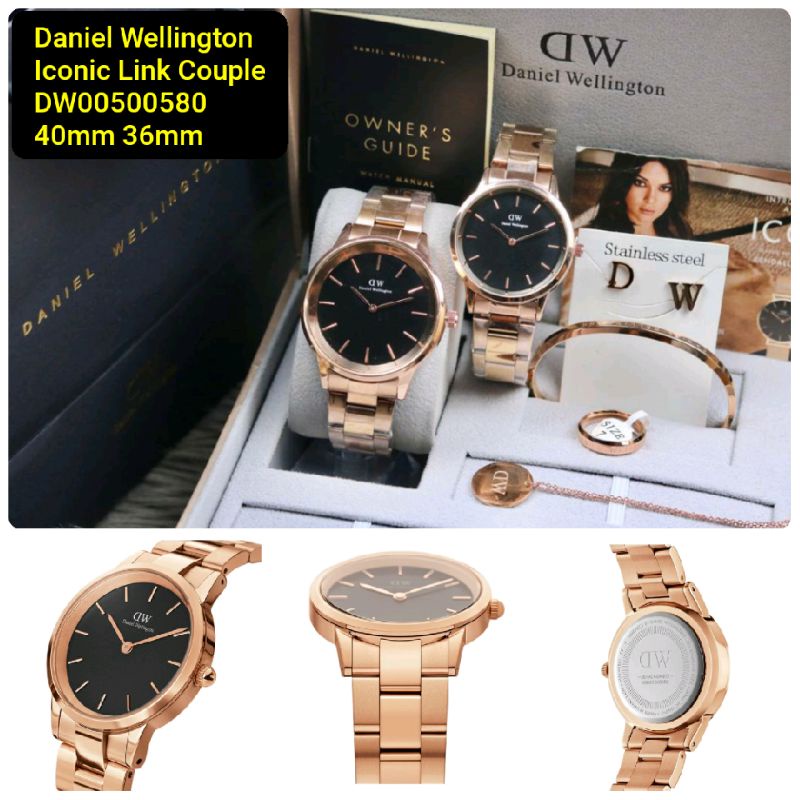 Jam Tangan Couple DW Iconic Link Couple DW00500580 40mm 36mm Stainless Steel Bracelet