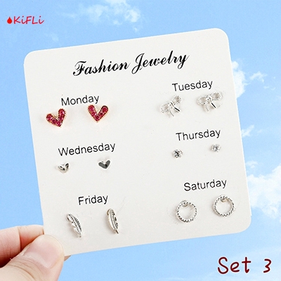 【12 Model】Perhiasan Anting,Tusuk Gantung Desain,Kuping Kucing Kecil,Untuk Wanita