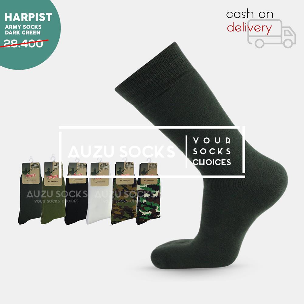 Kaos kaki tebal outdoor PDL tentara polisi militer hiking harpist - Hitam hijau kamuflase / loreng-Hijau tua