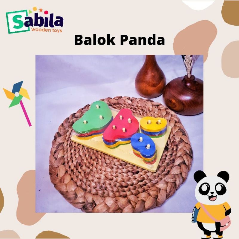 balok panda mainan edukasi mainan anak woodentoys balok warna
