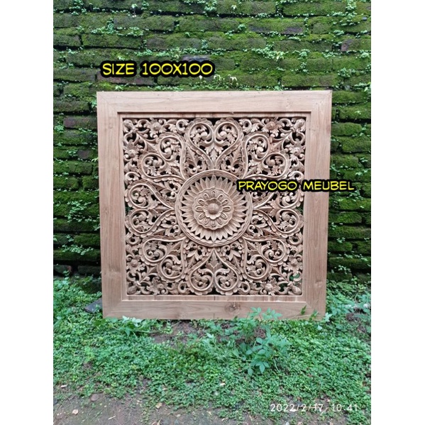 panel hiasan dinding kayu jati ukir khas bali - pigura frame dekorasi rumah kayu jati - wall kayu