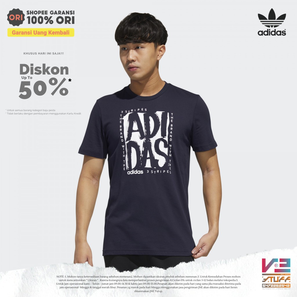 kaos Adidas  originals Pria NEO Stamp Tee  Shopee Indonesia