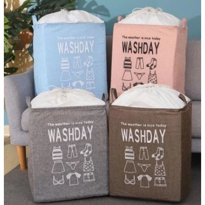 SHENAR LAUNDRY BAG WASHDAY KERANJANG BAJU KOTOR DENGAN PENUTUP SERUT