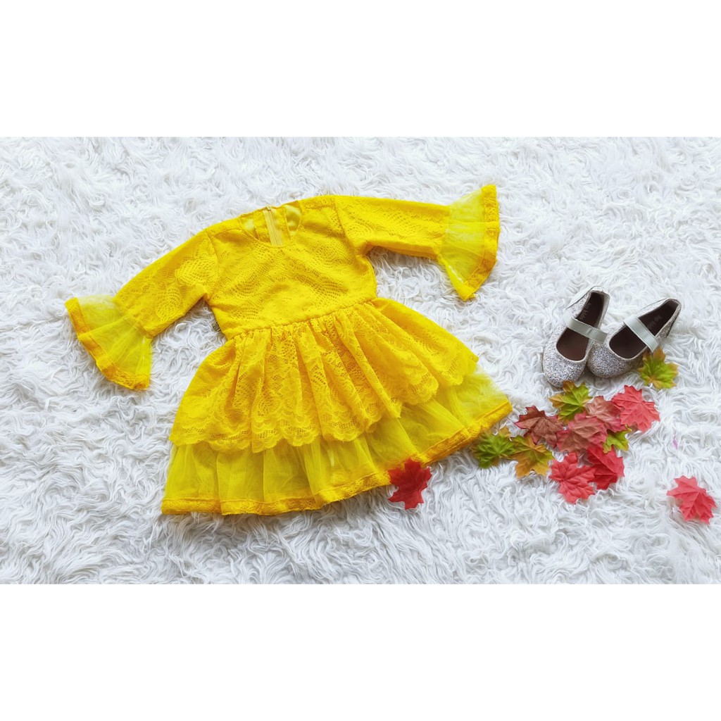 CATERINE DRESS ANAK 3-4 TAHUN WARNA KUNING {READY_STOK}