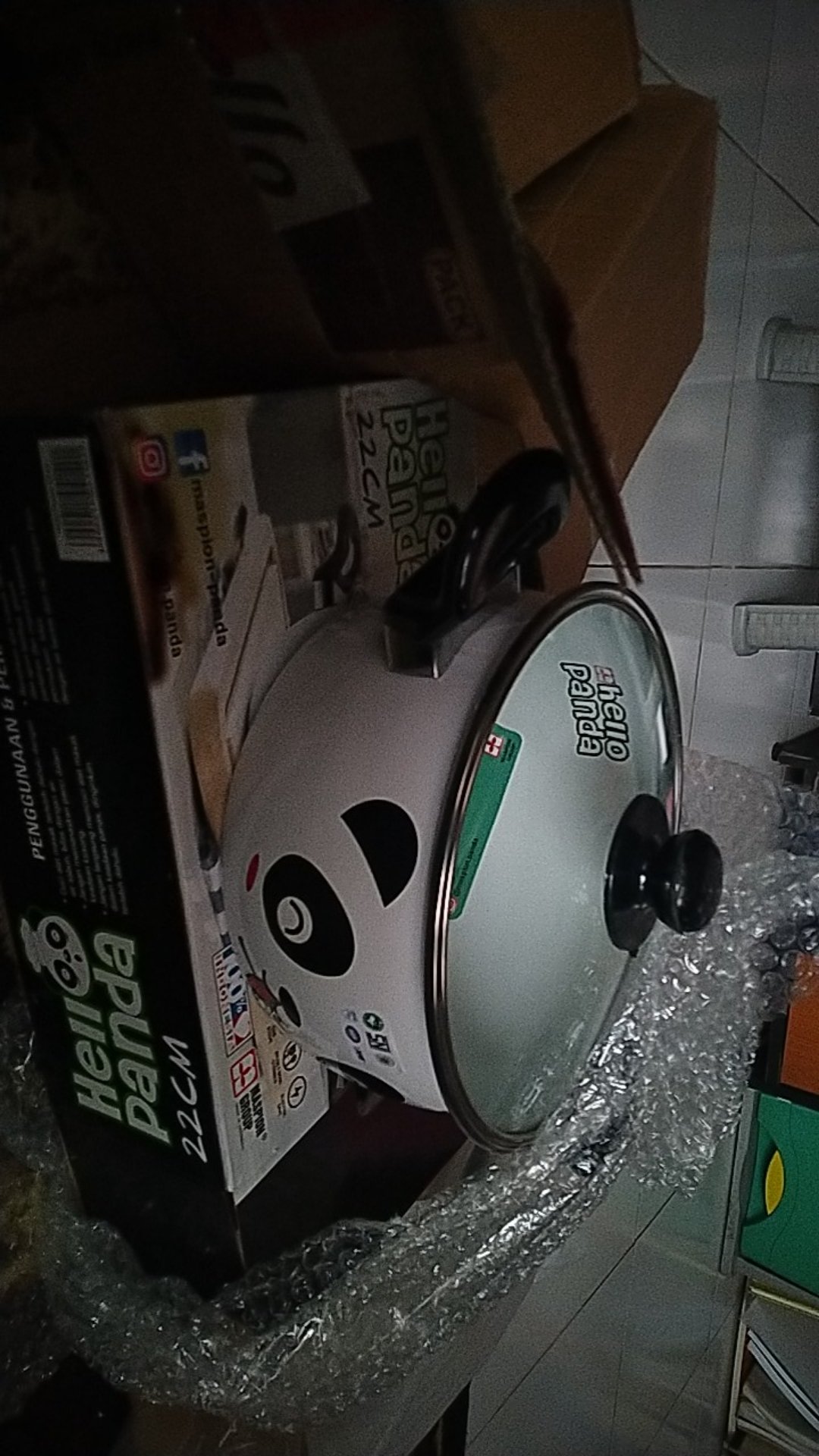 Panci Enamel 22cm Tutup Kaca Hello Panda Maspion