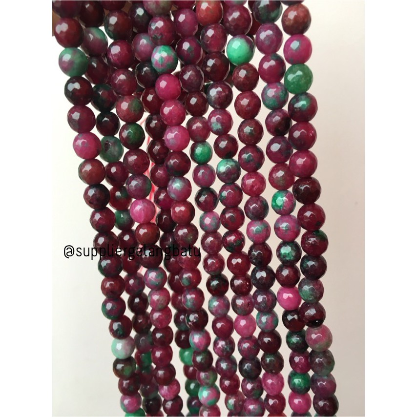 Natural TANZANIA 8mm CUTTING batu manik FACETED bead ruby red bracelet alam aksesoris pria wanita