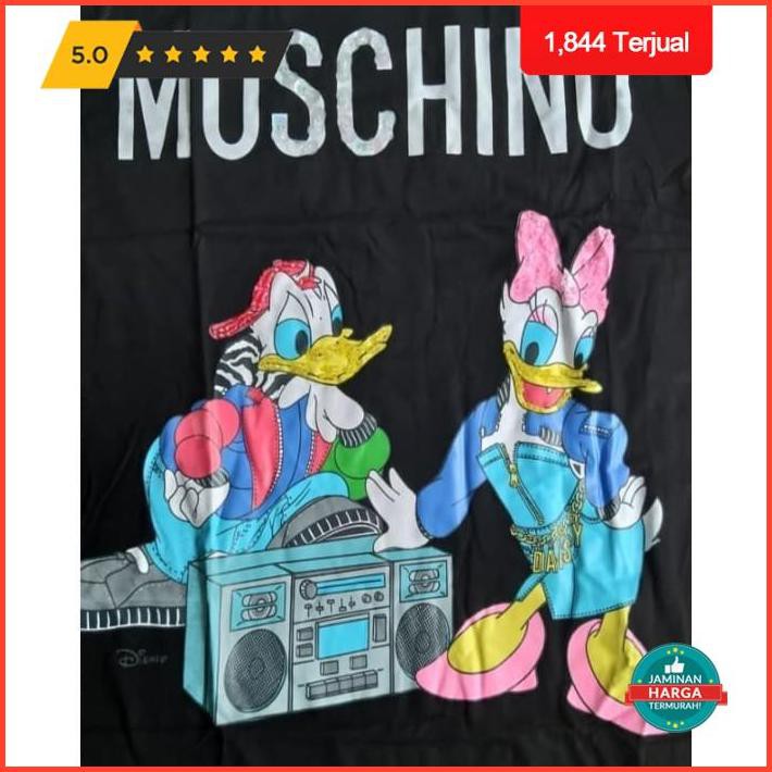 Tshirt Wanita Import/Baju Moschino/Kaos Moschino Donald/Kaos Lucu Mura - Putih Limited