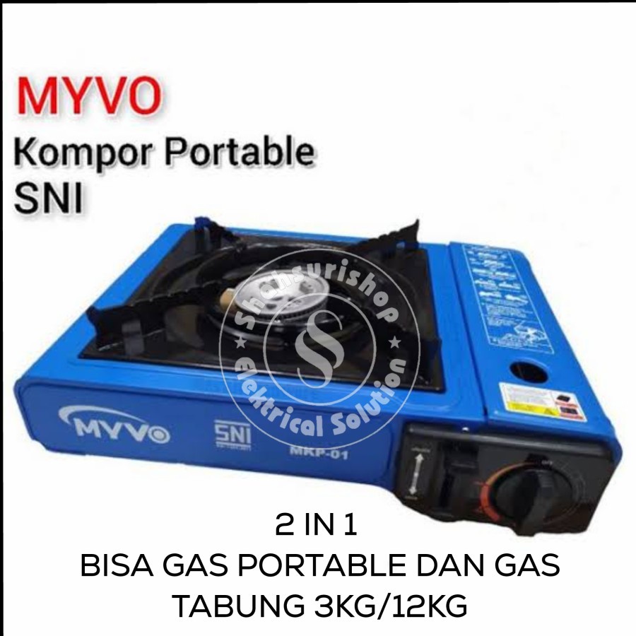 KOMPOR PORTABLE 2 IN 1 MYVO GAS KALENG DAN GAS TABUNG