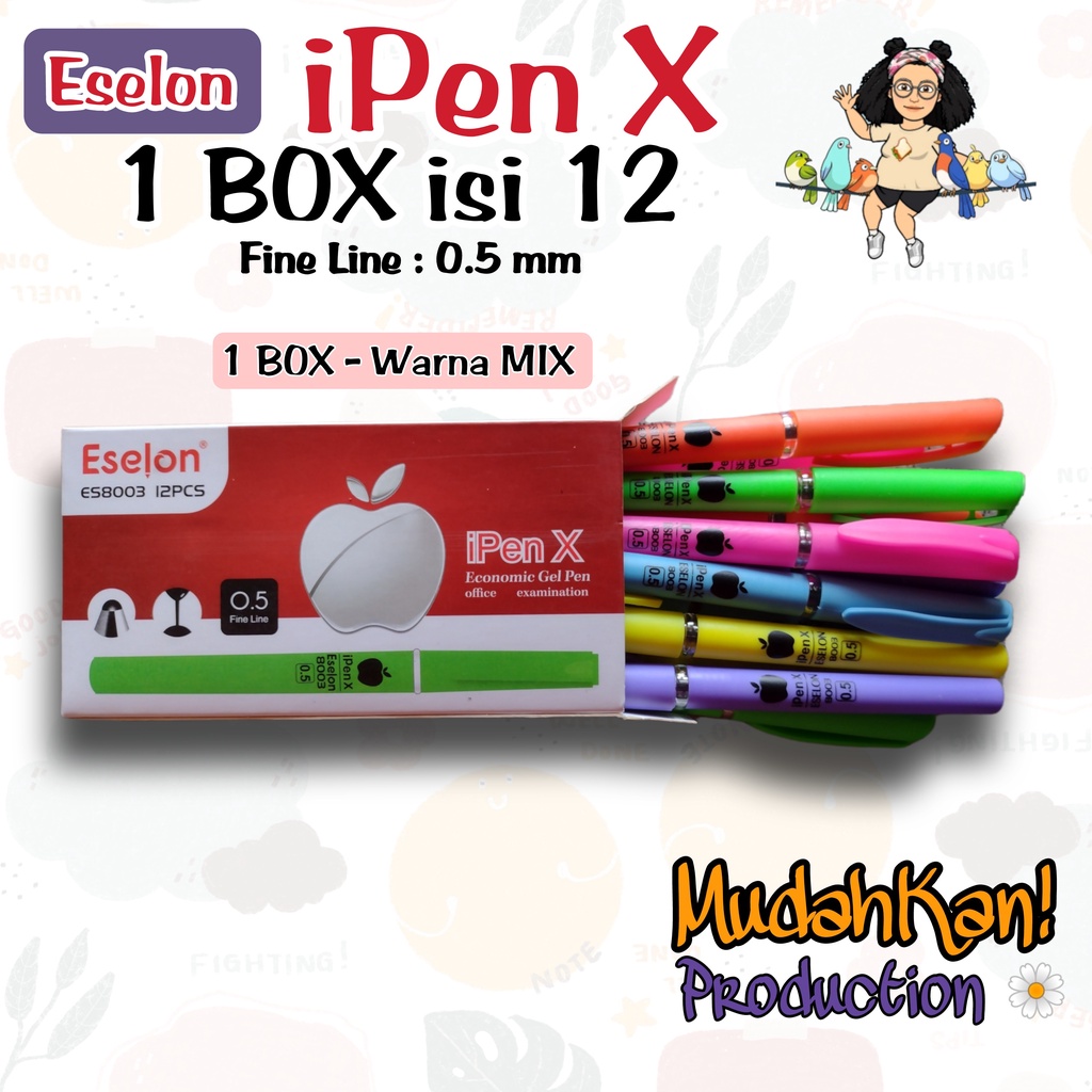 

[ 1 Box isi 12 ] iPen X / pulpen aple / 0.5 mm / pulpen gel / pulpen