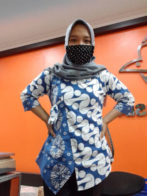 Ori Atasan Blus Batik Wanita Modern Halus Dolby Kombinasi Brokat Polos