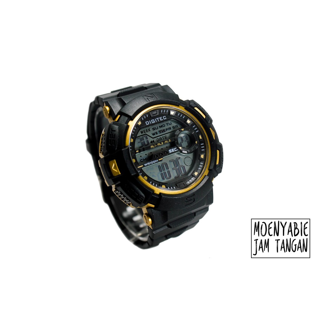 Jam Tangan Anti Air Original Digitec DG 3024T Black Gold