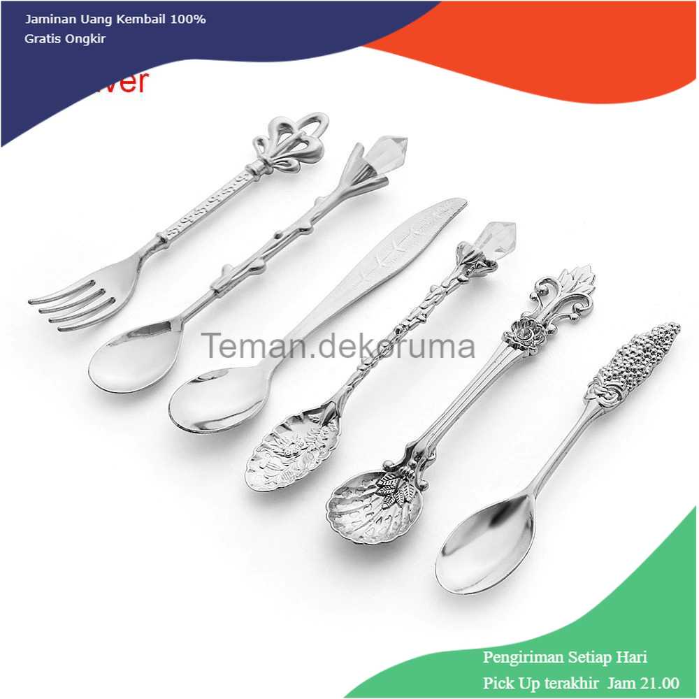 TD-DPR JYC Set Sendok Garpu Teh Vintage Teaspoon Fork Royal Style - LTA057