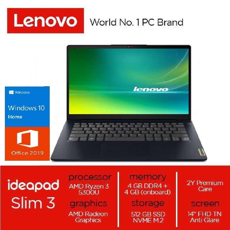 Lenovo Ideapad 3 14ALC6-46ID AMD Ryzen 3-5300U/14"FHD/8GB/512GB/Amd Radeon/Win 10+ OHS - Abyss Blue