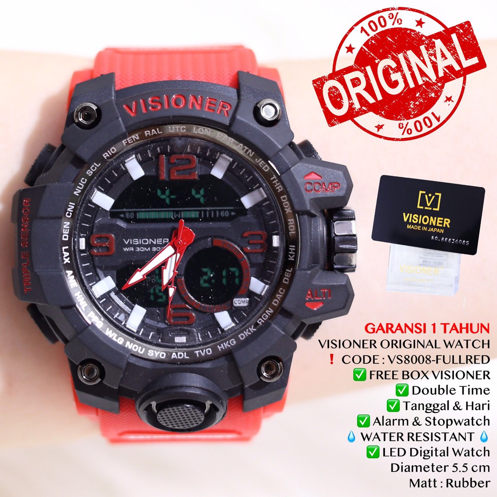 Jam Tangan Pria Digital VISIONER ORIGINAL WATCH FREE BOX Tahan Air VS8008