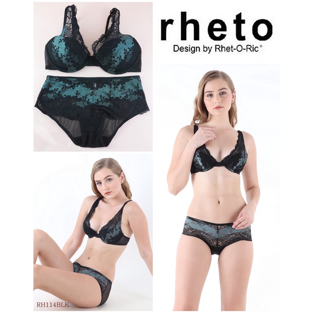 BRA SET WANITA KAWAT  BUSA TIPIS FULL CUP RENDA 32C UNDERWEAR PAKAIAN DALAM RHETO (RHET-O-RIC) RH114