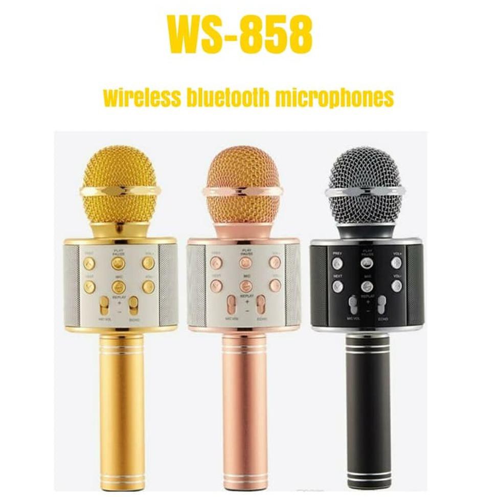LJA MIC dilengkapi colokan AUX USB 1800mah BuiltIn 18650 Li-BatteryMic Karaoke Bluetooth WS858 Smule