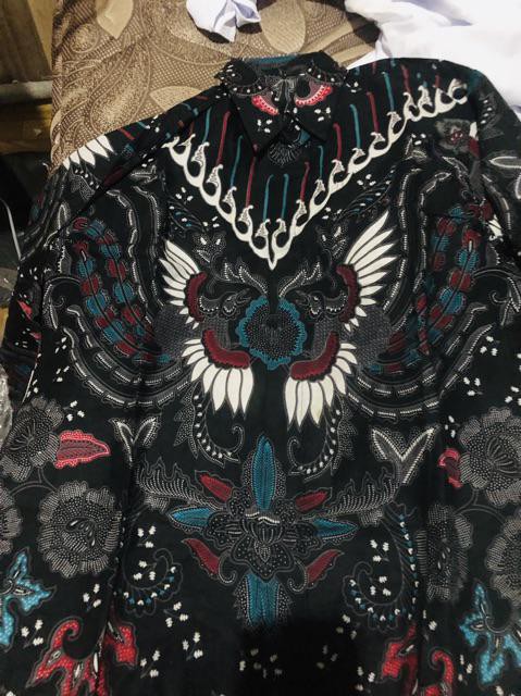 [bisa Cod] Kemeja Batik Pria Lengan Panjang Size M L Xl Xxl  Bswart Batik Hrb026 Kenongo Hem Panjang