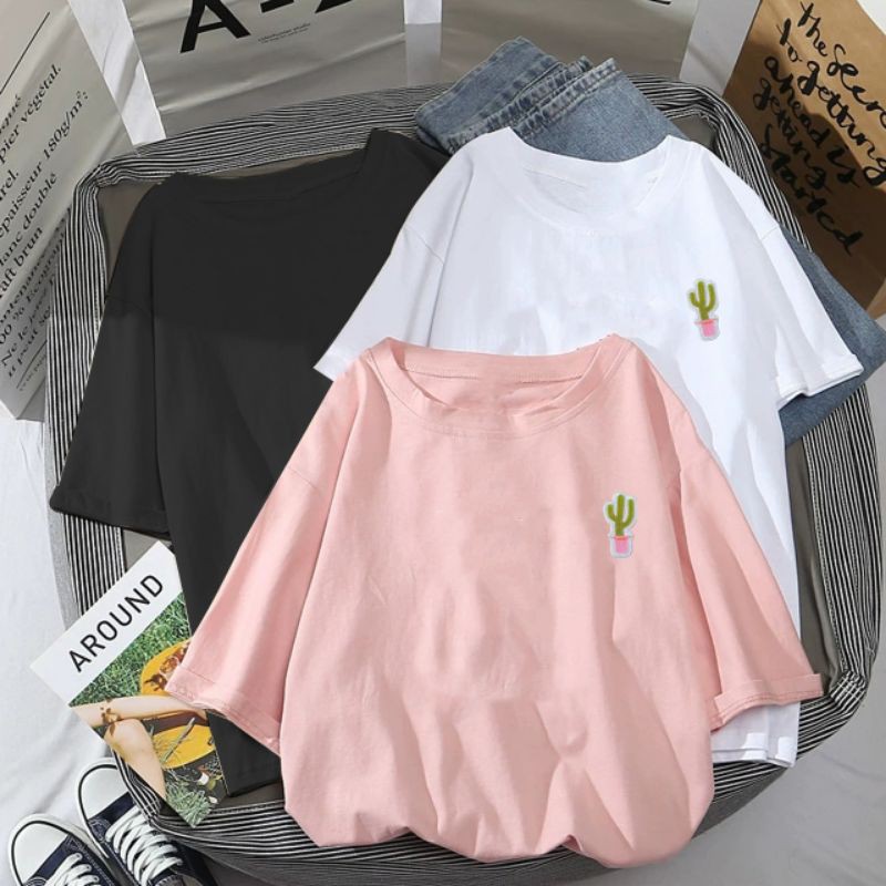 KAKTUS  / TERMURAH BAJU KAOS KATUN WANITA LENGAN PENDEK / TUMBLR TEE /  OVERSIZE