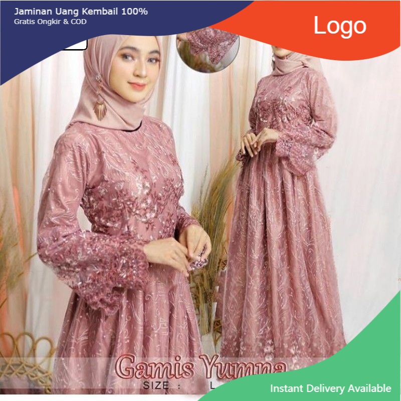 seroja Size L XL XXL / Gamis Pesta / Gamis Jumbo / Maxi Dress / Gamis Tile / Gamis Maxi Brokat Yumna