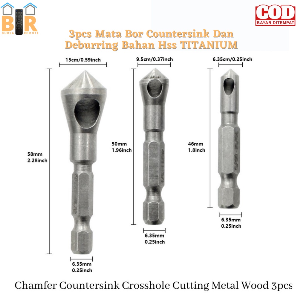 Mata Bor Drill Bit Countershink Dan Deburring Bahan Hss Titanium