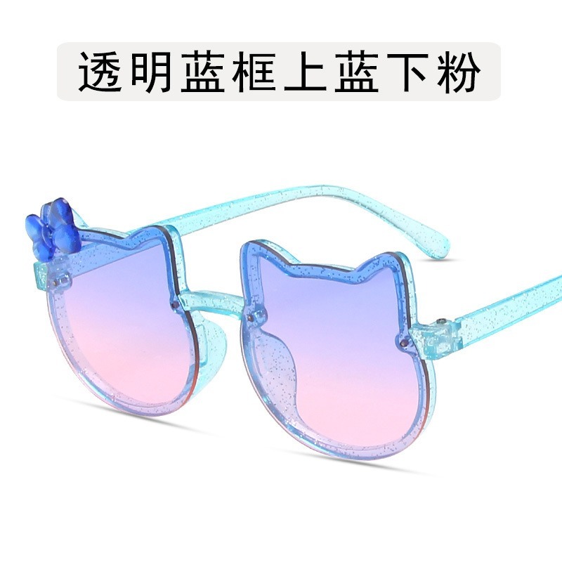 【YUZHU】COD New Fashion Glitter Cartoon Cute Kitten Bow Sunglasses untuk Anak-Anak