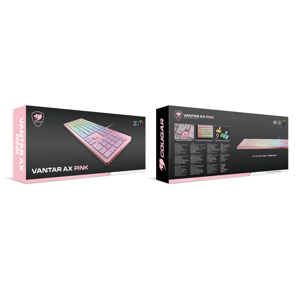 COUGAR GAMING KEYBOARD VANTAR AX PINK Aluminum RGB Scissor-Switch