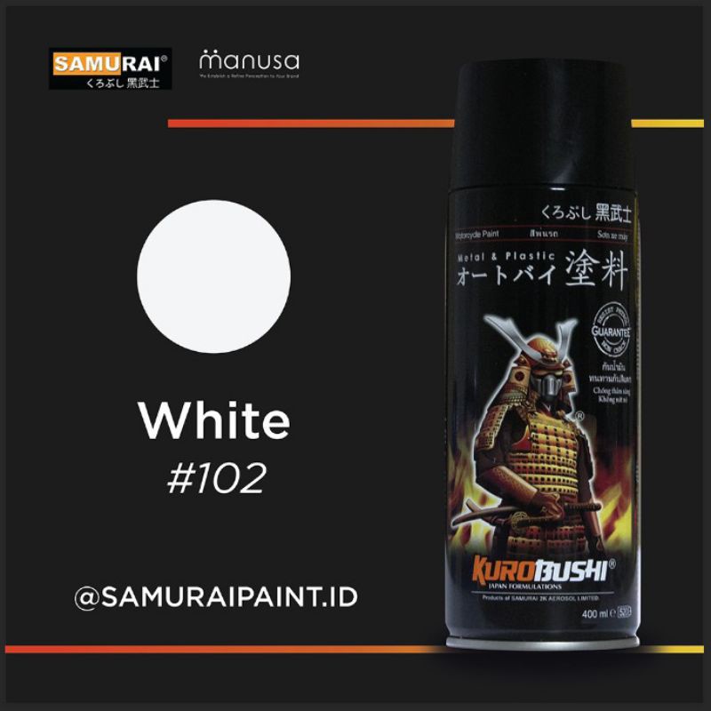 samurai paint white #102 400 CC / pilok samurai / cat semprot / cat kaleng / cat motor /merk samurai