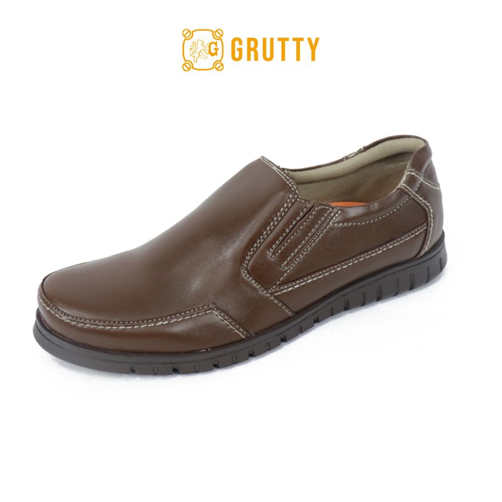 Sepatu Pria Grutty Pantofel Kasual Kerja Kantor Formal Slip On Coklat