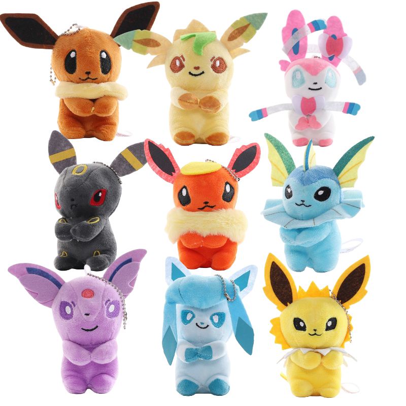 Mainan Boneka Pokemon Plush Toys Keychain Stuffed Pendant Doll Eevee Leafeon Sylveon Flareon Umbreon Vaporeon Espeon Doll Kids Birthday Gifts