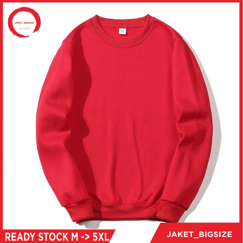 Sweater Polos Wanita Pria Hoodie Premium Distro gramasi 250gsm warna MERAH