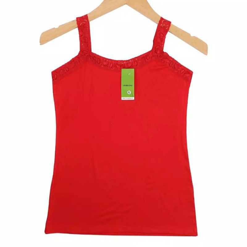Tangtop Renda Wanita Polos Ukuran Standart  Fit XL Camisol Supersoft Standart All Size Tanktop Cewek-Merah