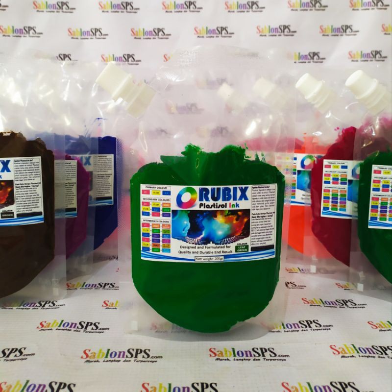 TINTA SABLON PLASTISOL RUBIX LEAF GREEN HIJAU DAUN 200GR