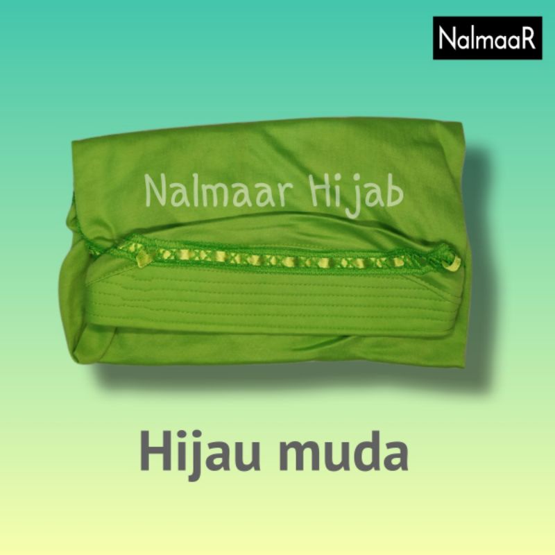 nalmaar hijab kerudung jilbab instan bergo anak sekolah sd smp sma dewasa serut pita atas warna hija