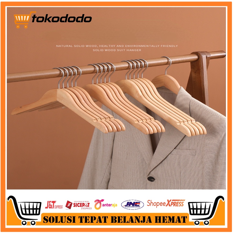 Jual Hanger Kayu Dewasa Warna Natural Wood Hanger Satuan Shopee Indonesia