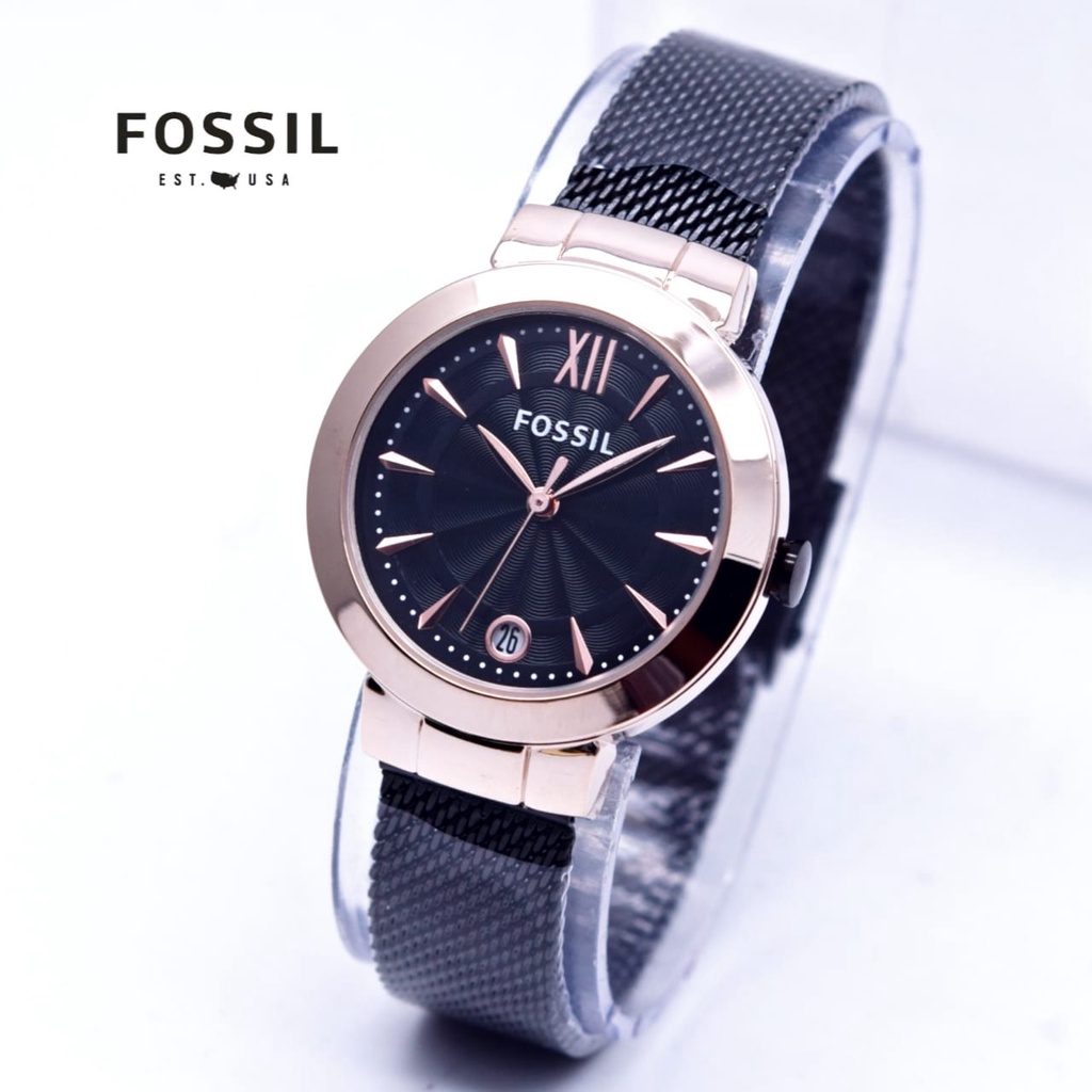 Jam Tangan Wanita Fashion H2753B Tali Rantai Pasir Tanggal Aktif Free Box &amp; Baterai