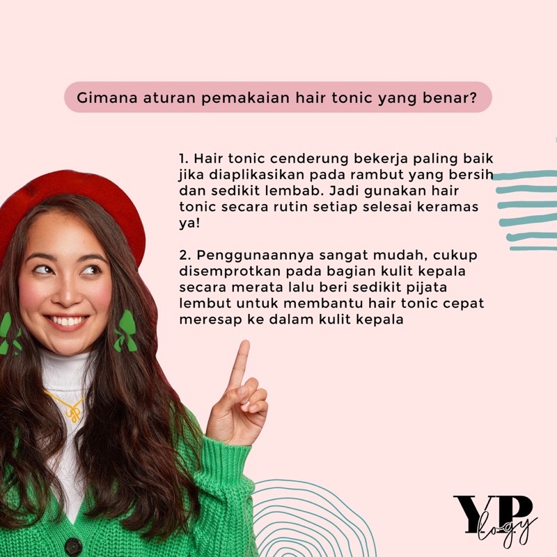 YPLOGY Hair Tonic 100ml Ginseng/Green Tea/Aloe Vera Untuk Rambut Rontok, Rambut Botak, Rambut Tipis-4