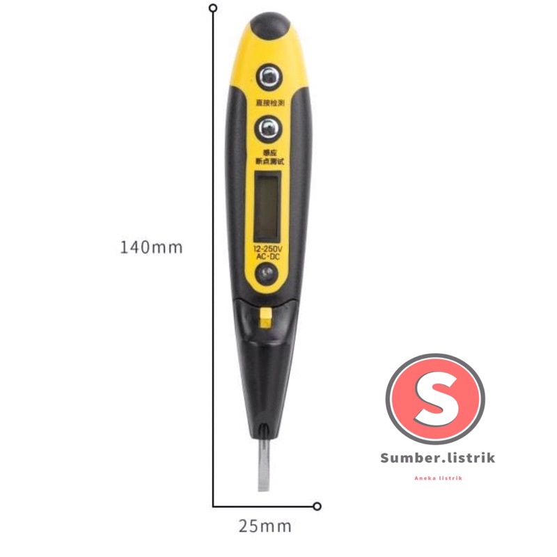 Digital Test Pen/Tespen Digital 12-250V AC/DC 14 cm /Alat Perkakas