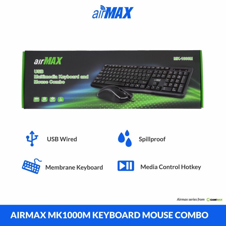 AIRMAX MK-1000M Multimedia Keyboard + Mouse  kabel Combo keyboard mouse kabel paket